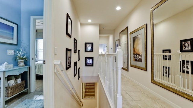 4046 Overture Cir Unit 4046, Bradenton, FL 34209 - corridor featuring light tile patterned floors, an upstairs landing, and recessed lighting