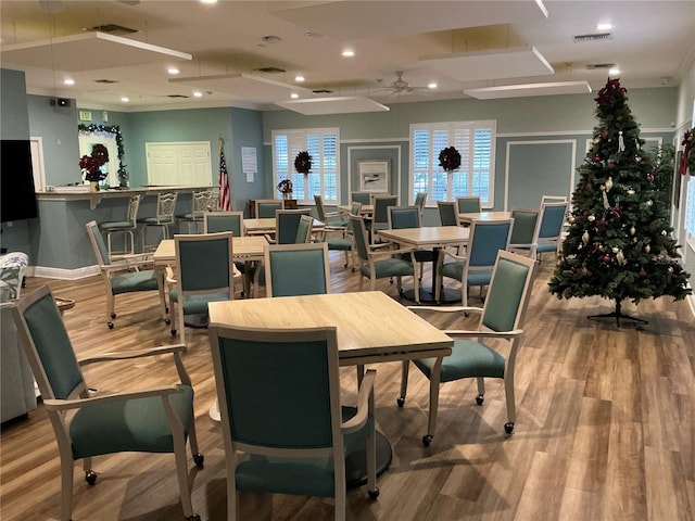 4046 Overture Cir Unit 4046, Bradenton, FL 34209 - dining area featuring ceiling fan, wood finished floors, recessed lighting, and healthy amount of natural light