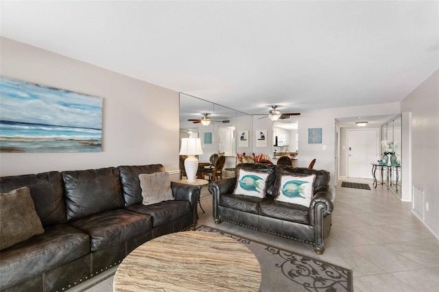 view of tiled living room