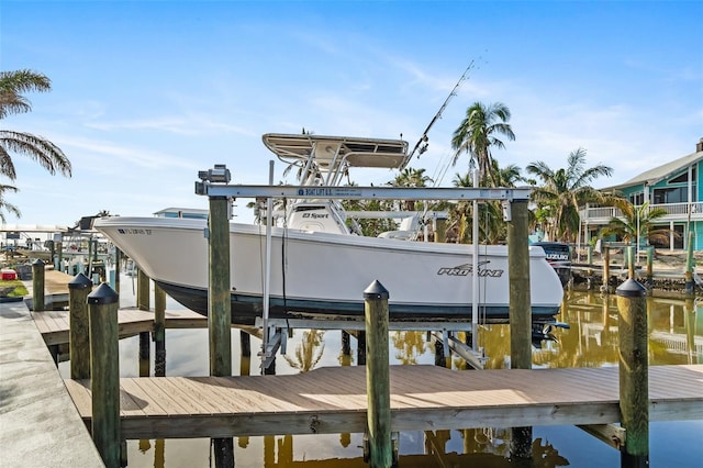 view of dock featuring a water view