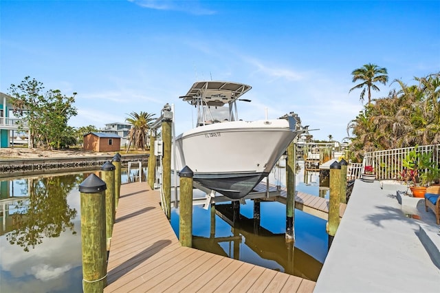 view of dock featuring a water view