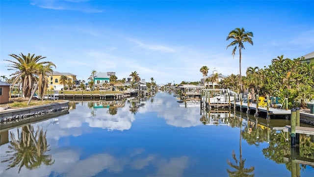 view of dock featuring a water view