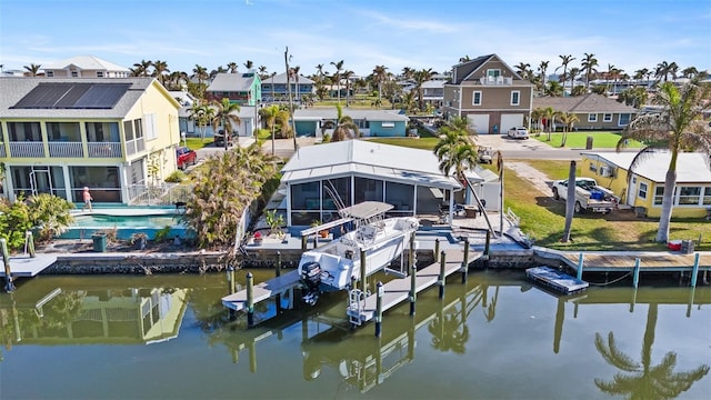 dock area featuring a water view