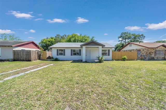 ranch-style house featuring a front lawn