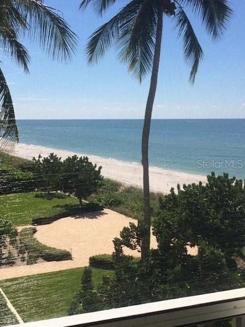 view of water feature featuring a beach view