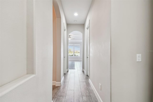 hallway featuring light wood-type flooring