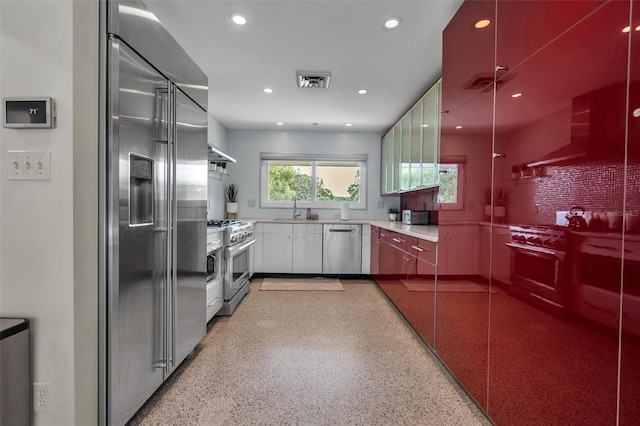 kitchen with premium appliances, sink, and exhaust hood