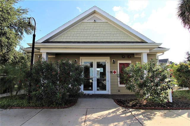 view of front of property featuring french doors