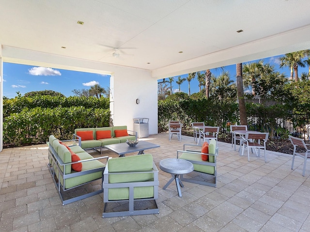 view of patio / terrace featuring outdoor lounge area and ceiling fan