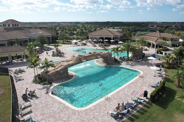 view of pool with a gazebo