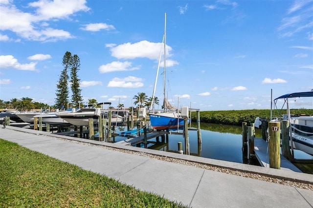 view of dock featuring a water view