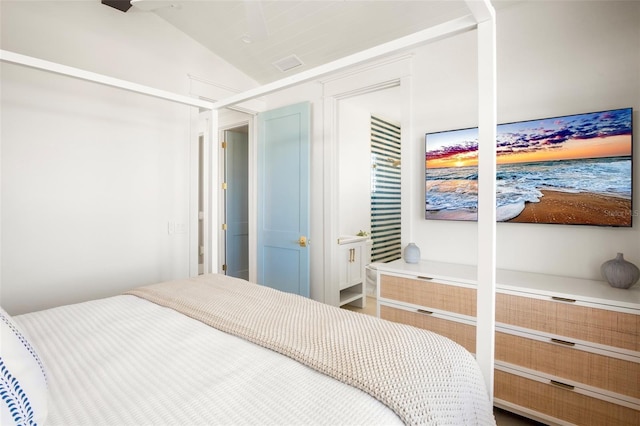 bedroom with vaulted ceiling