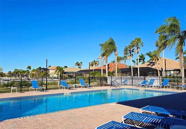 view of pool featuring a patio