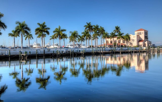 view of dock featuring a water view