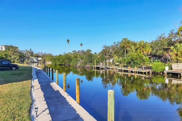 dock area featuring a water view