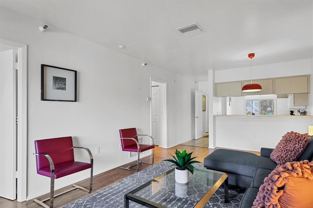 living room featuring light hardwood / wood-style floors