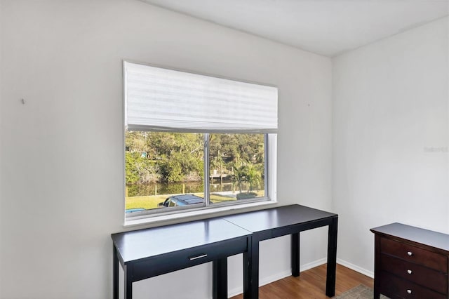 office with hardwood / wood-style flooring