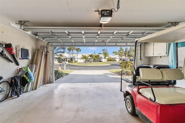 garage with a garage door opener