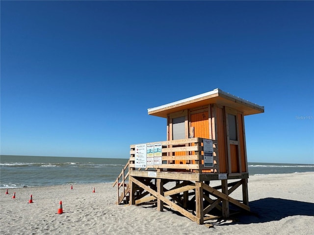 property view of water featuring a view of the beach