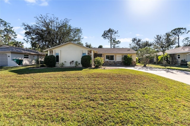 ranch-style house with a front lawn