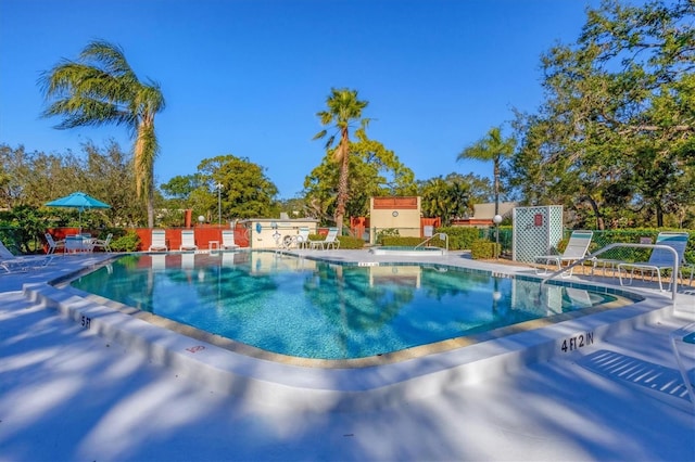 view of pool featuring a patio area