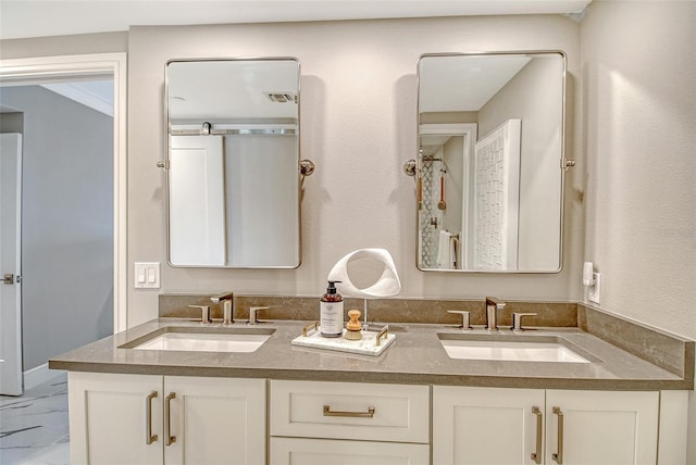 2105 Gulf Of Mexico Dr Unit 3303, Longboat Key, FL 34228 - bathroom featuring double vanity and marble finish floors