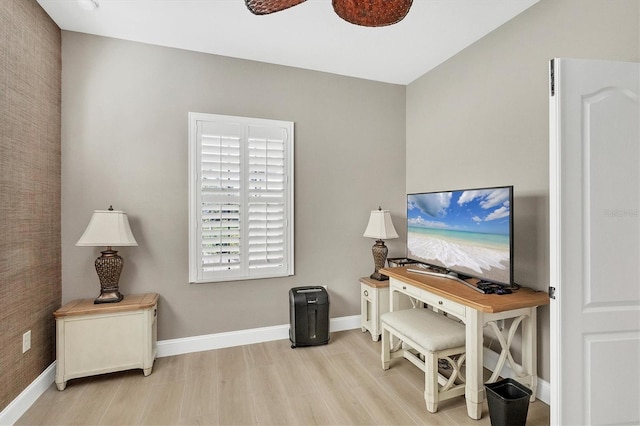 home office featuring light hardwood / wood-style flooring