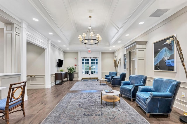 11265 Mc Dermott Ct, Englewood, FL 34223 - lobby with a decorative wall, crown molding, recessed lighting, and a wainscoted wall