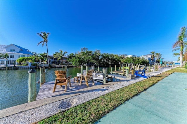 view of dock featuring a water view