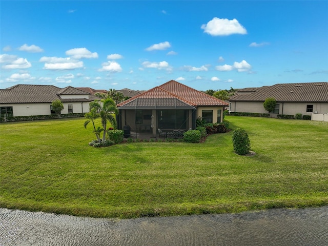 view of yard featuring a lanai