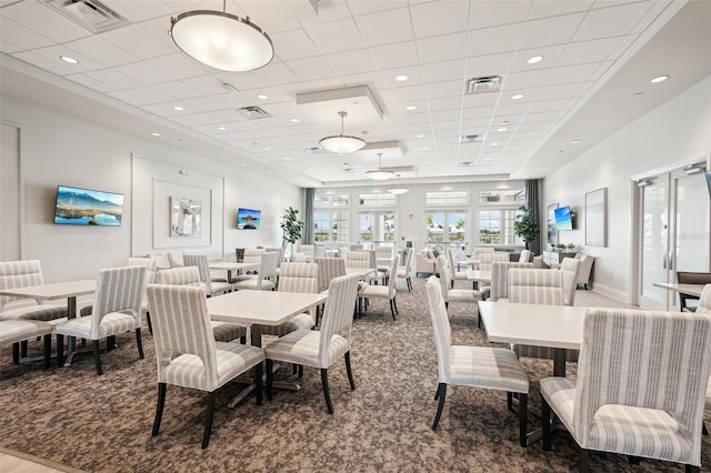 dining room with carpet floors