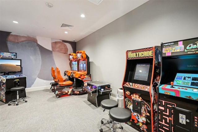 game room featuring carpet flooring