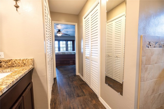 hall featuring dark hardwood / wood-style flooring