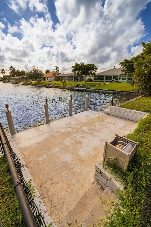 exterior space featuring a water view