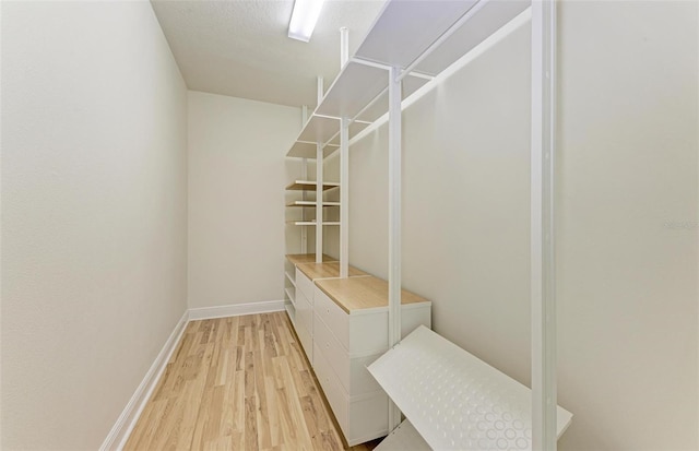 spacious closet with light wood-type flooring