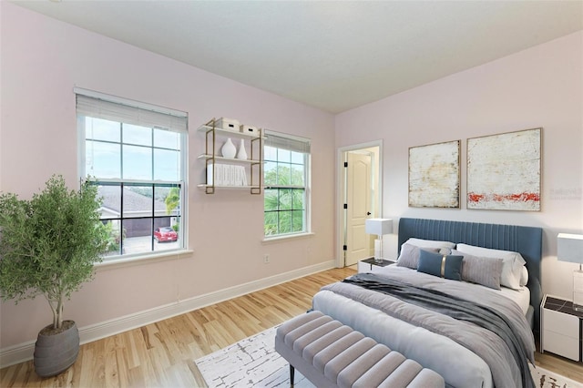 bedroom featuring light wood-type flooring