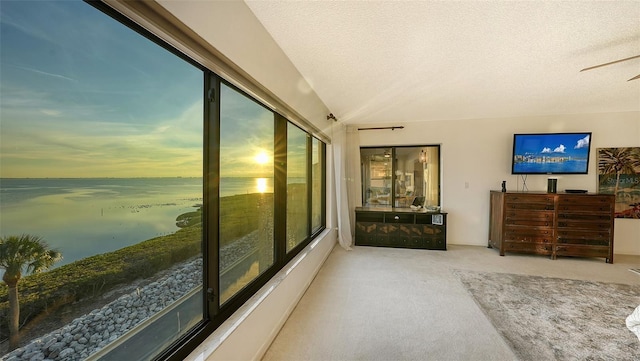 interior space with a textured ceiling