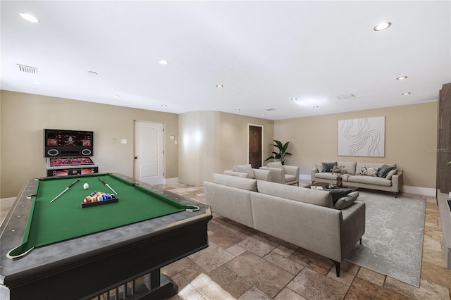 playroom with pool table