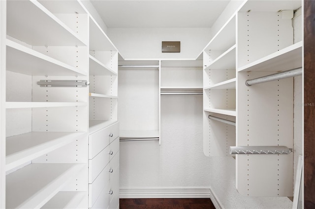 walk in closet featuring hardwood / wood-style flooring