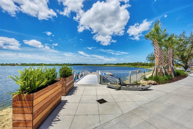 view of home's community with a water view