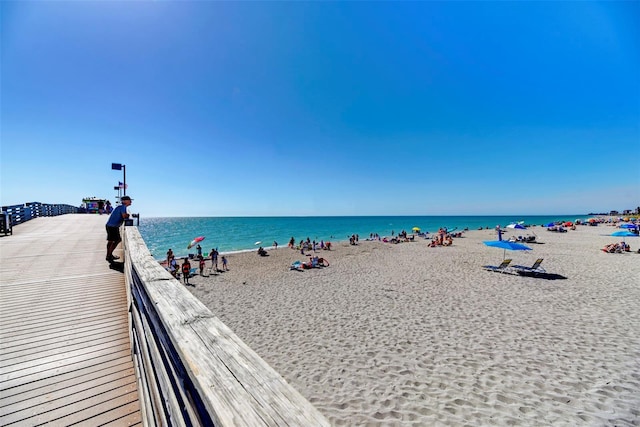 property view of water with a beach view