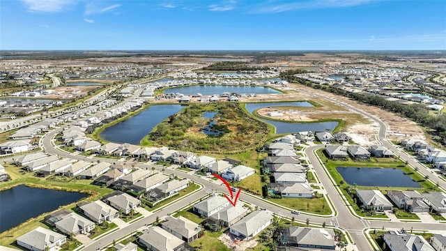 bird's eye view featuring a water view