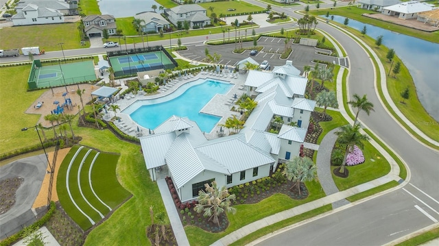 17744 Savory Mist Cir, Bradenton, FL 34211 - birds eye view of property featuring a residential view and a water view