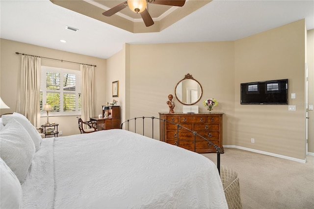 bedroom with carpet flooring and ceiling fan