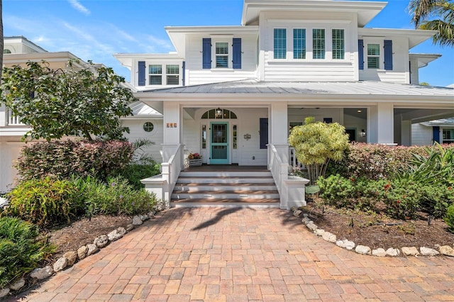 view of front facade featuring covered porch