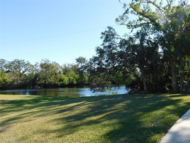 view of yard with a water view