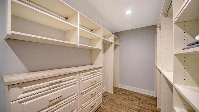 walk in closet featuring hardwood / wood-style floors