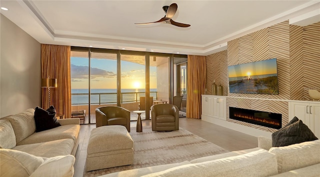 living room with ceiling fan