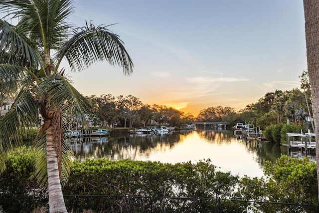 water view with a boat dock