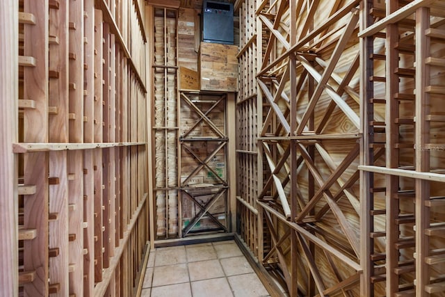 wine cellar with tile patterned floors